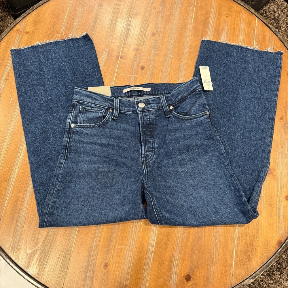 HUDSON Rosie High-Rise Wide Leg Crop Denim Jeans Lakeside Blue Women's US 27